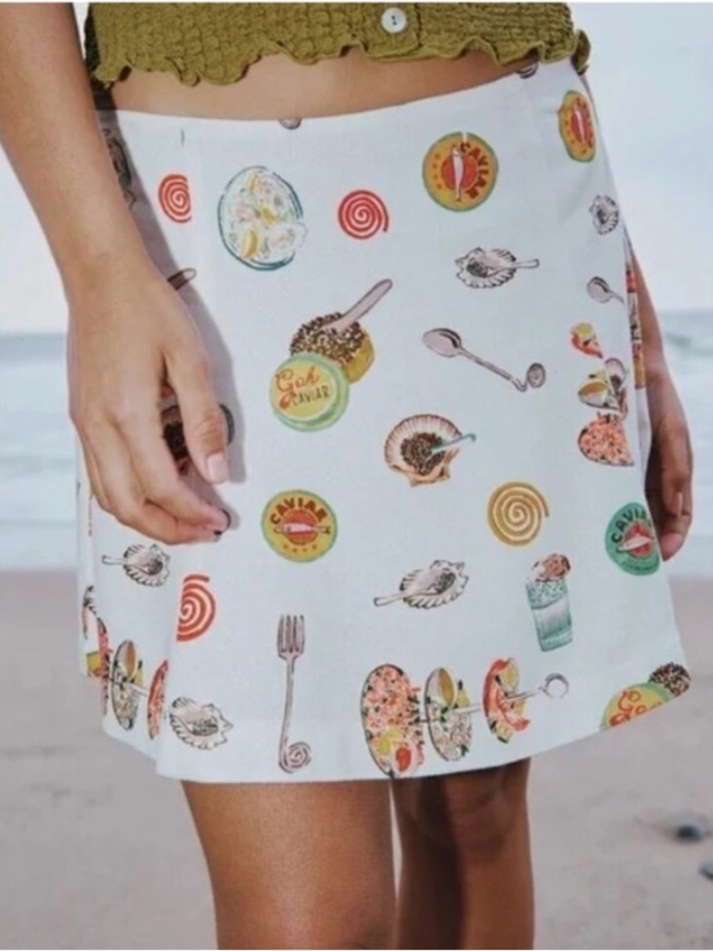 Lisa Says Gah Caviar Dreams Printed Mini Skirt NWT XS wow!!